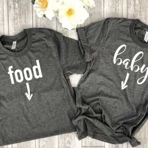 Pregnancy announcement couple shirts food & baby